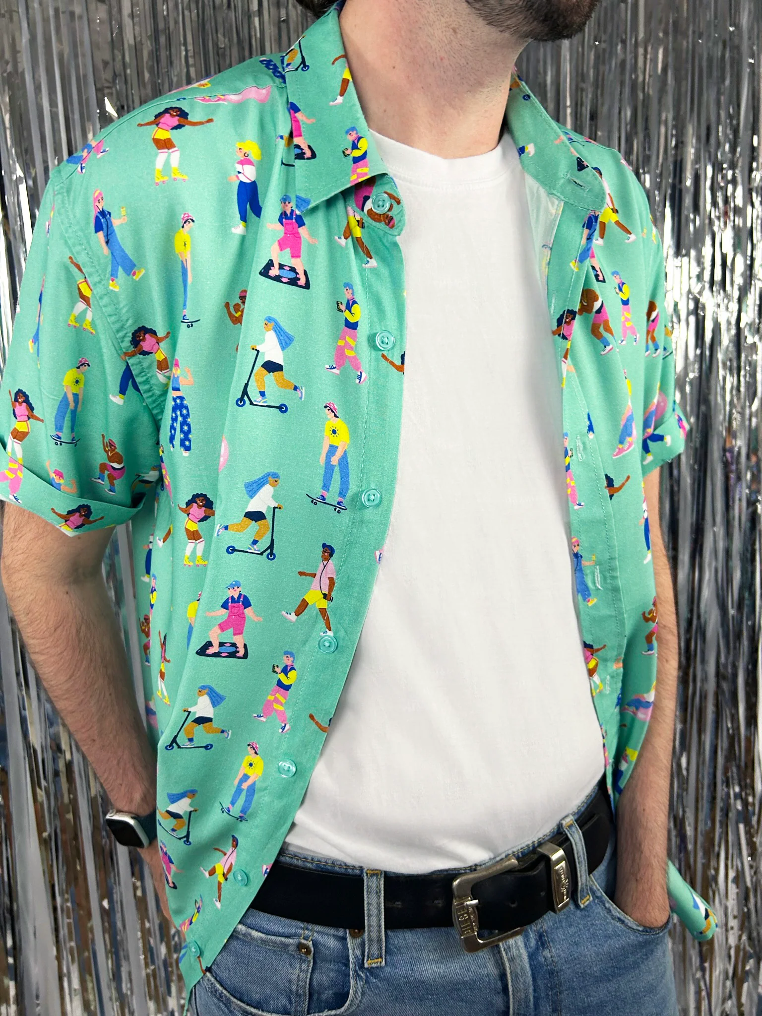 90s Living Illustrated Unisex Pattern Shirt - Image 3