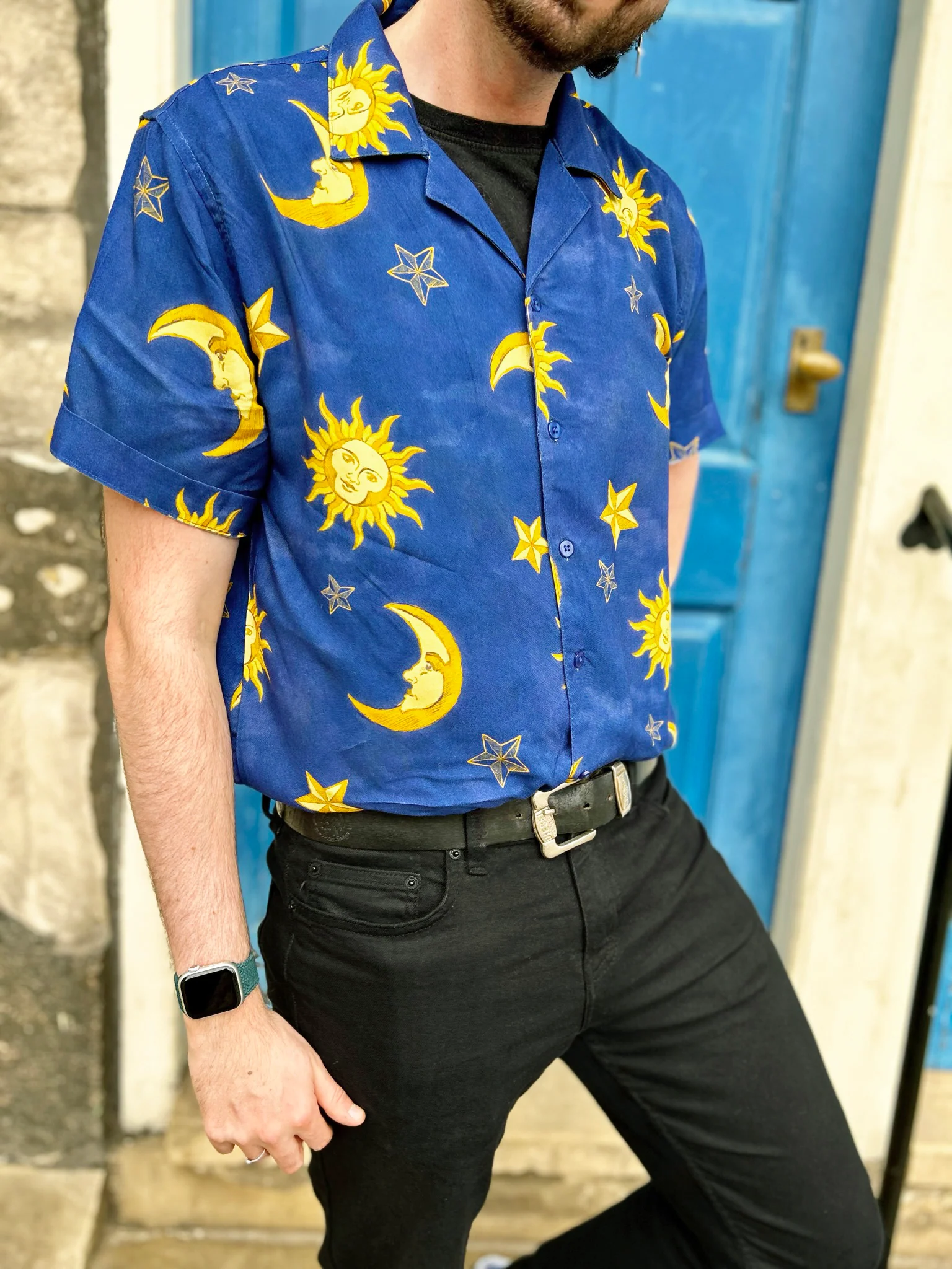90s Sun and Moon Unisex Hawaiian Shirt - Image 5