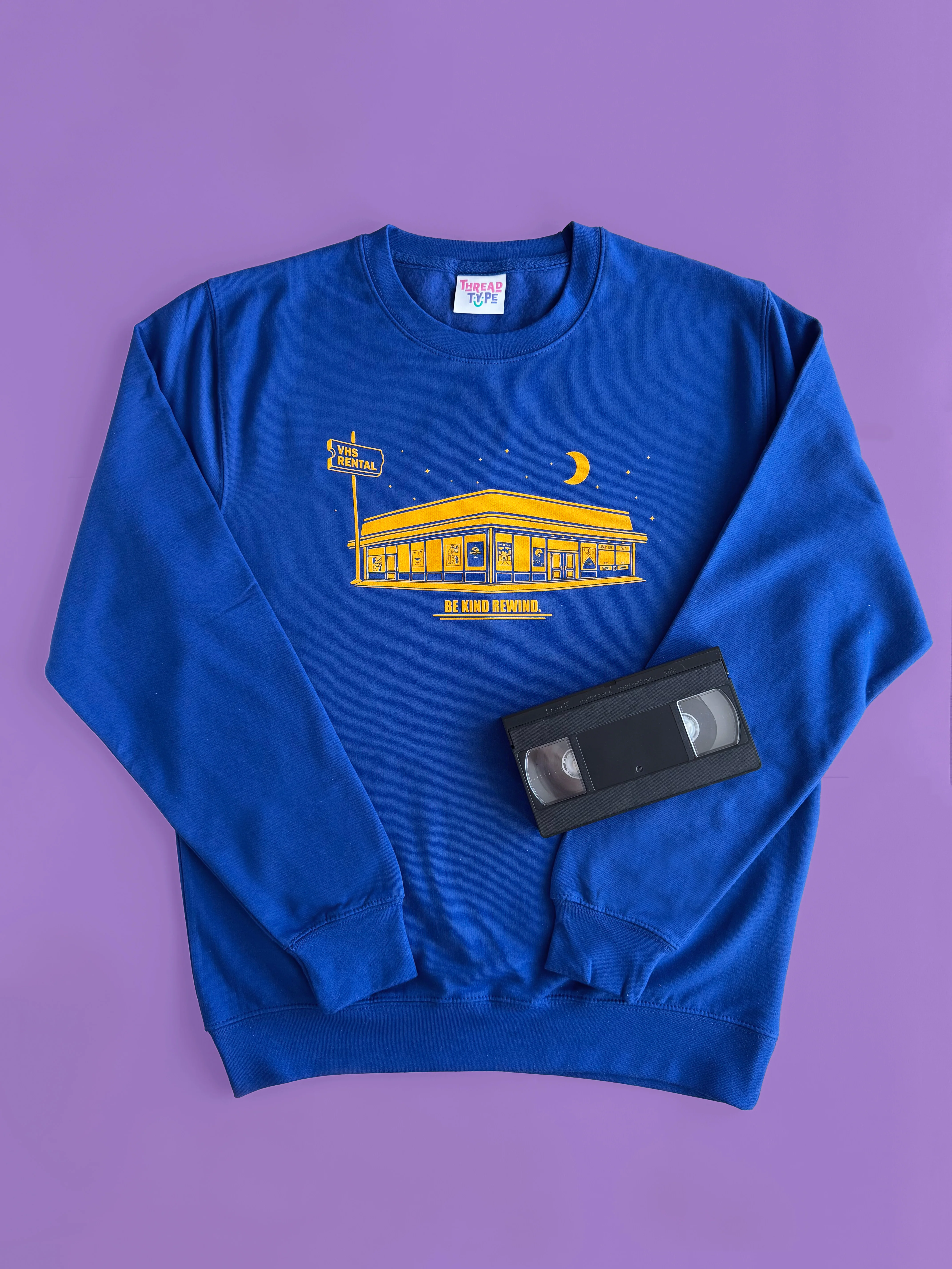 'A Night at the 90s VHS Store' Screen Printed Sweatshirt - Image 3