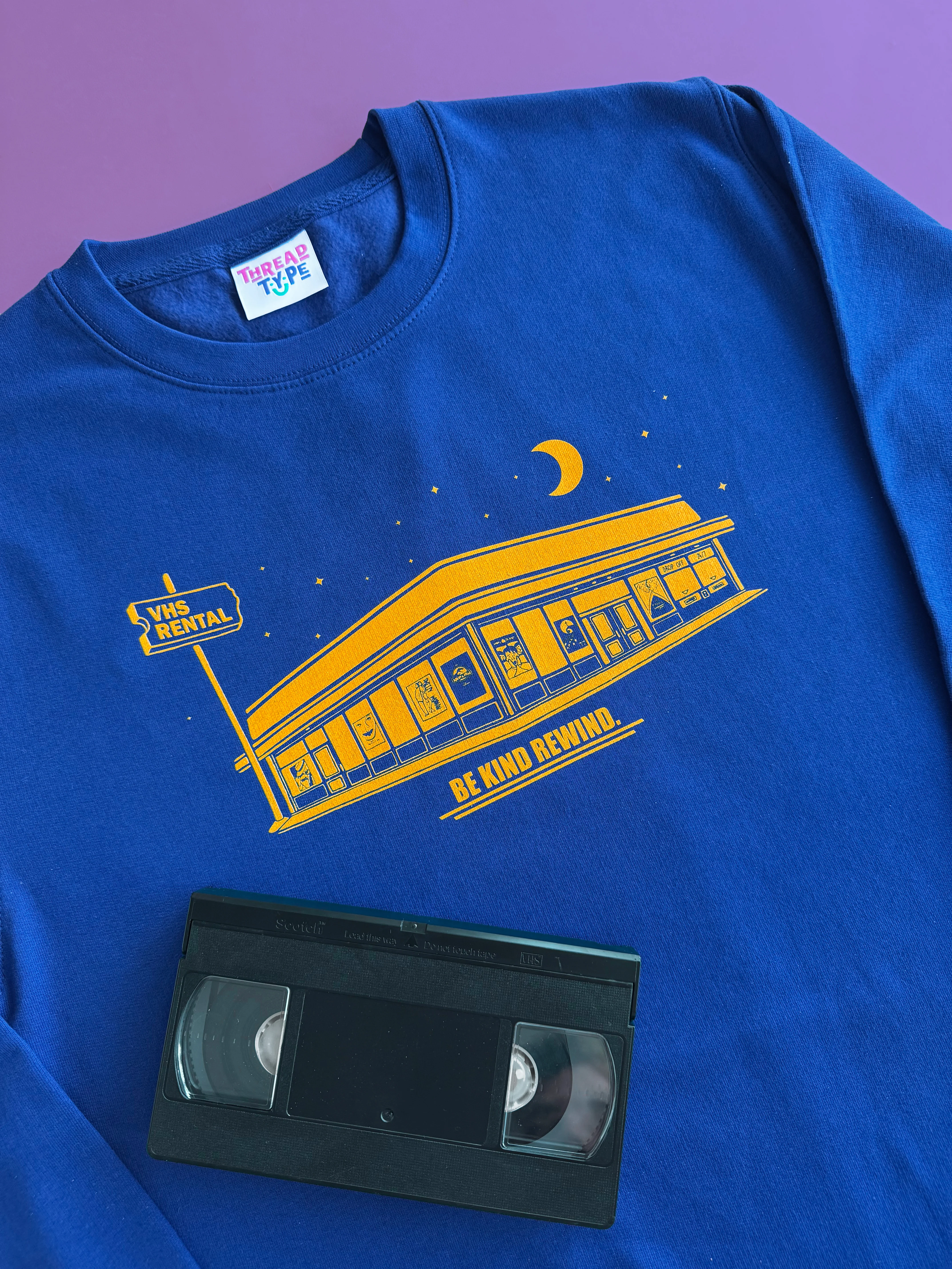 'A Night at the 90s VHS Store' Screen Printed Sweatshirt - Image 4