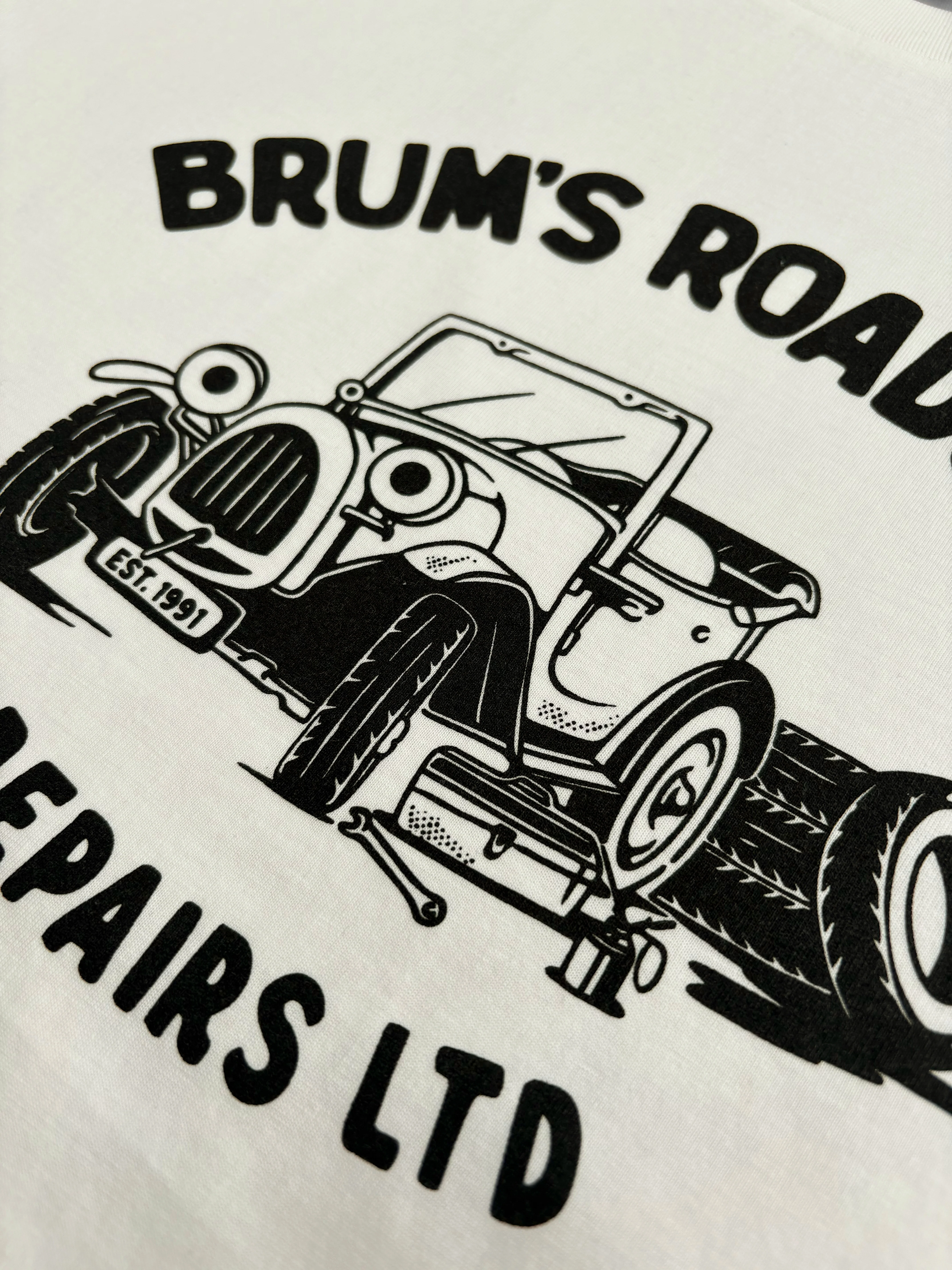 Roadside Repairs Screen Printed T-Shirt - Image 3