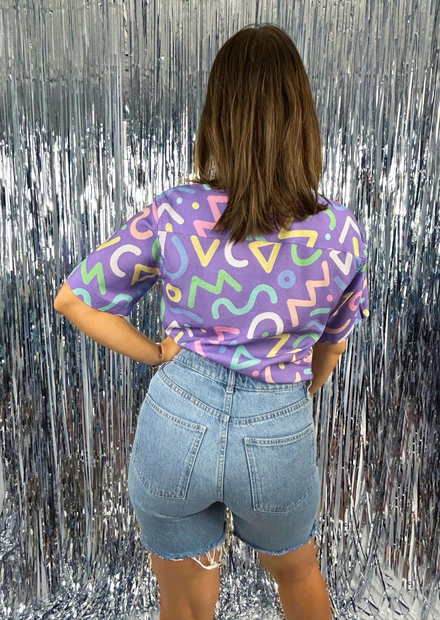 Retro Doodle Pattern Unisex Button Up Shirt - Image 6