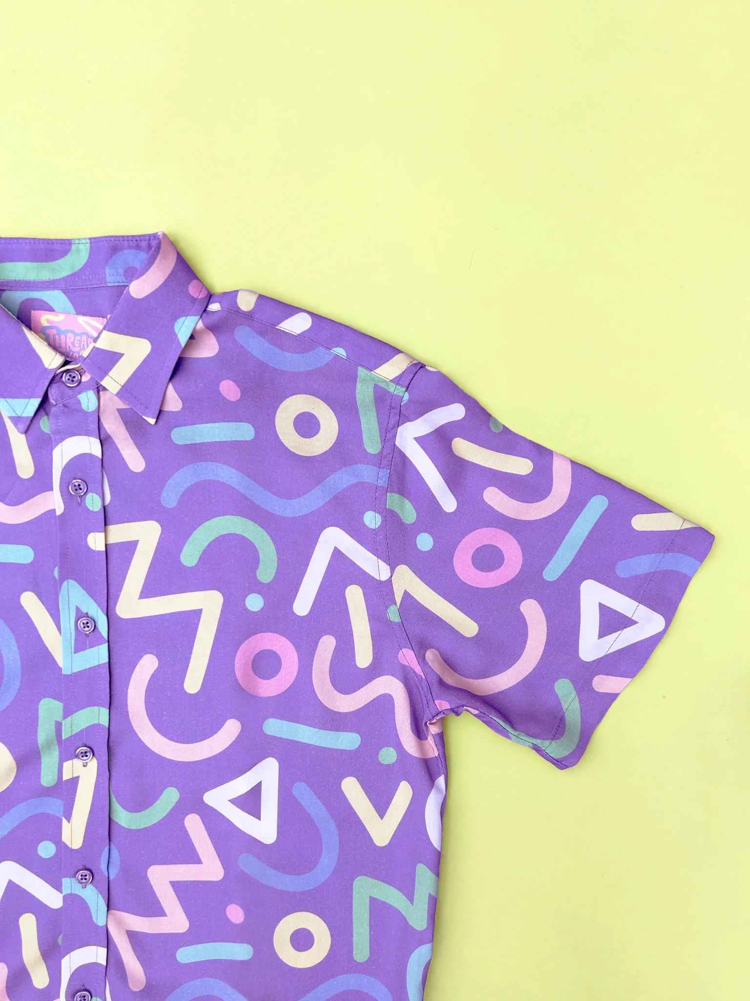 Retro Doodle Pattern Unisex Button Up Shirt - Image 7